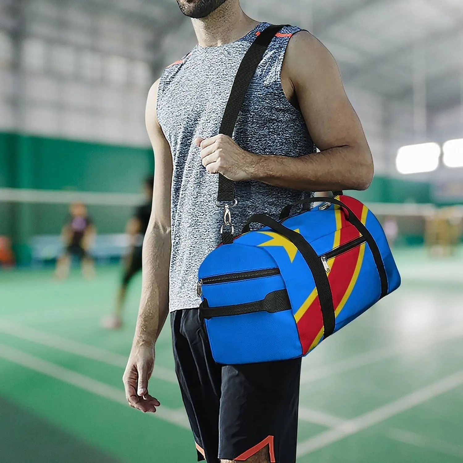 Sports Duffel Bag with Congo Flag for Men Women Shoe Compartment Travel