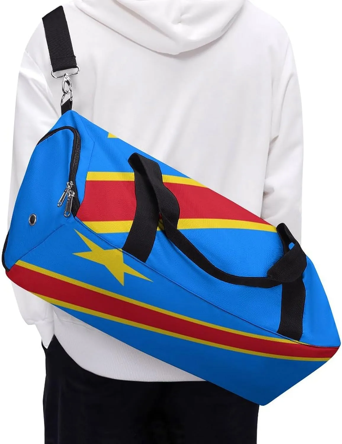 Sports Duffel Bag with Congo Flag for Men Women Shoe Compartment Travel