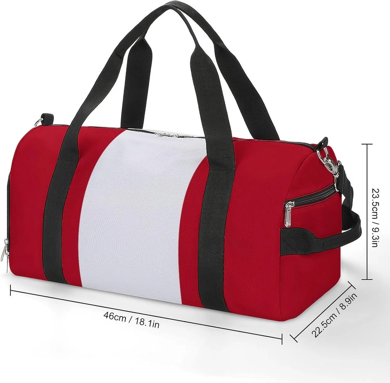 Sports Duffel Bag with Peru Flag for Men Women Shoe Compartment Weekender