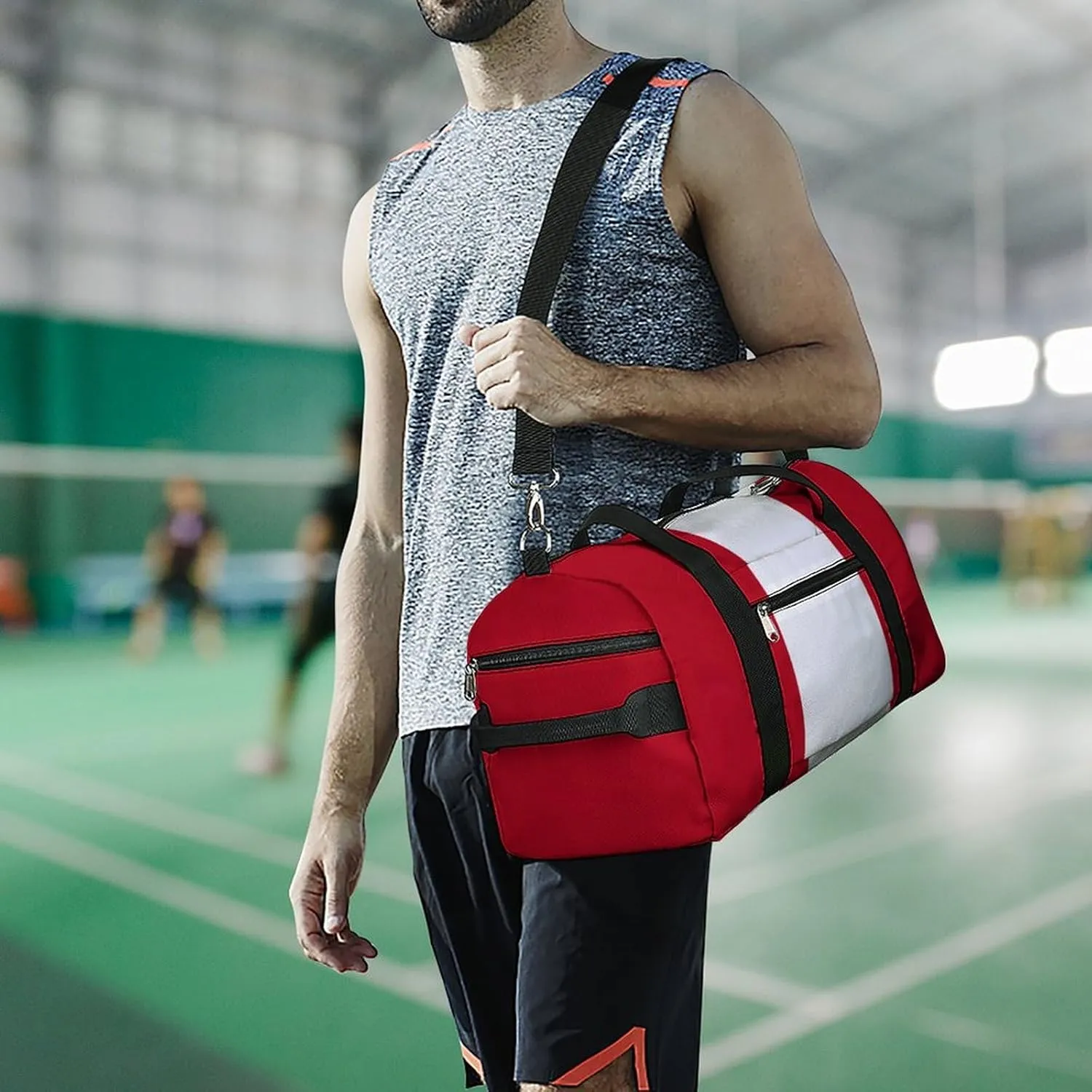 Sports Duffel Bag with Peru Flag for Men Women Shoe Compartment Weekender