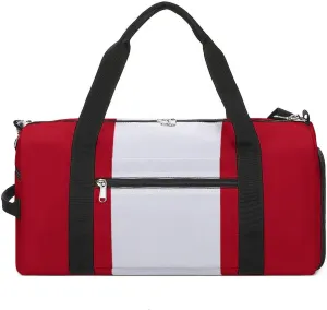 Sports Duffel Bag with Peru Flag for Men Women Shoe Compartment Weekender