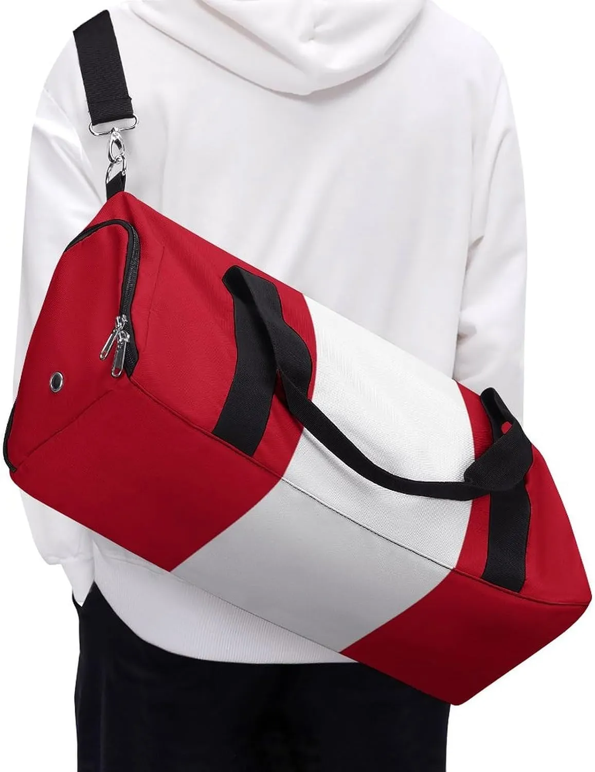 Sports Duffel Bag with Peru Flag for Men Women Shoe Compartment Weekender