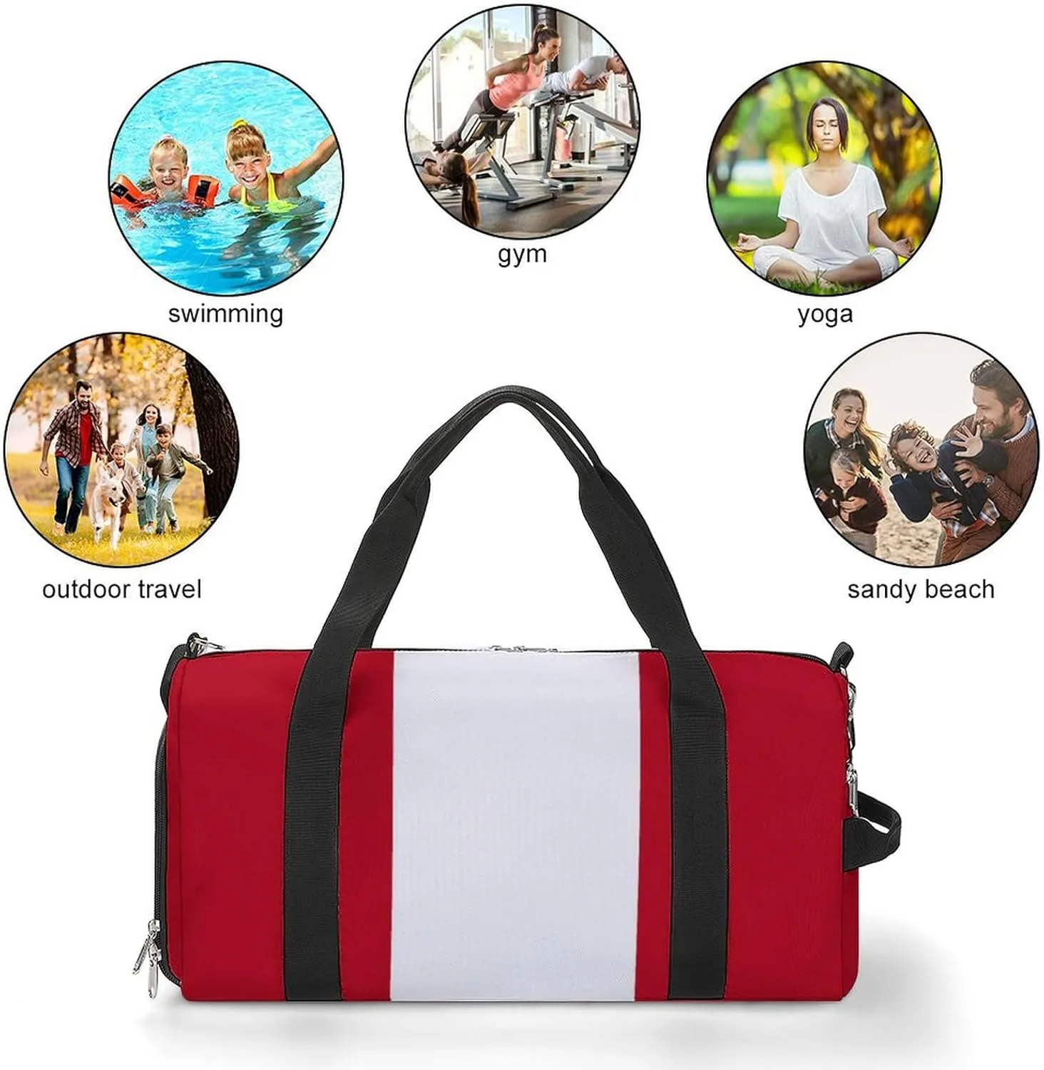 Sports Duffel Bag with Peru Flag for Men Women Shoe Compartment Weekender