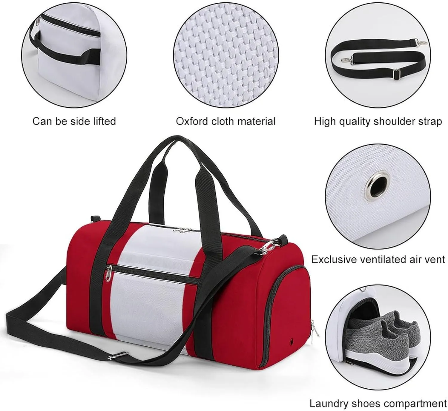 Sports Duffel Bag with Peru Flag for Men Women Shoe Compartment Weekender