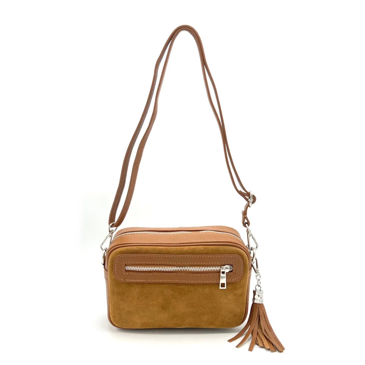 Spring collection, Suede leather camera bag, Made in Italy, art. 112572