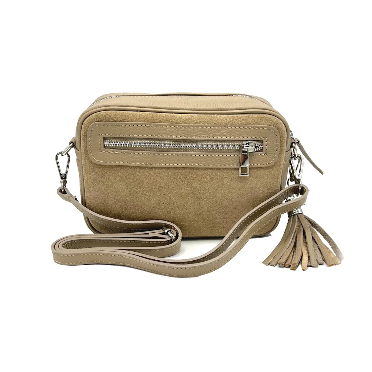 Spring collection, Suede leather camera bag, Made in Italy, art. 112572