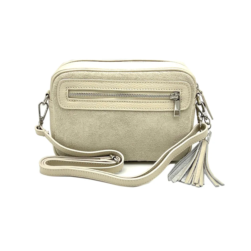 Spring collection, Suede leather camera bag, Made in Italy, art. 112572