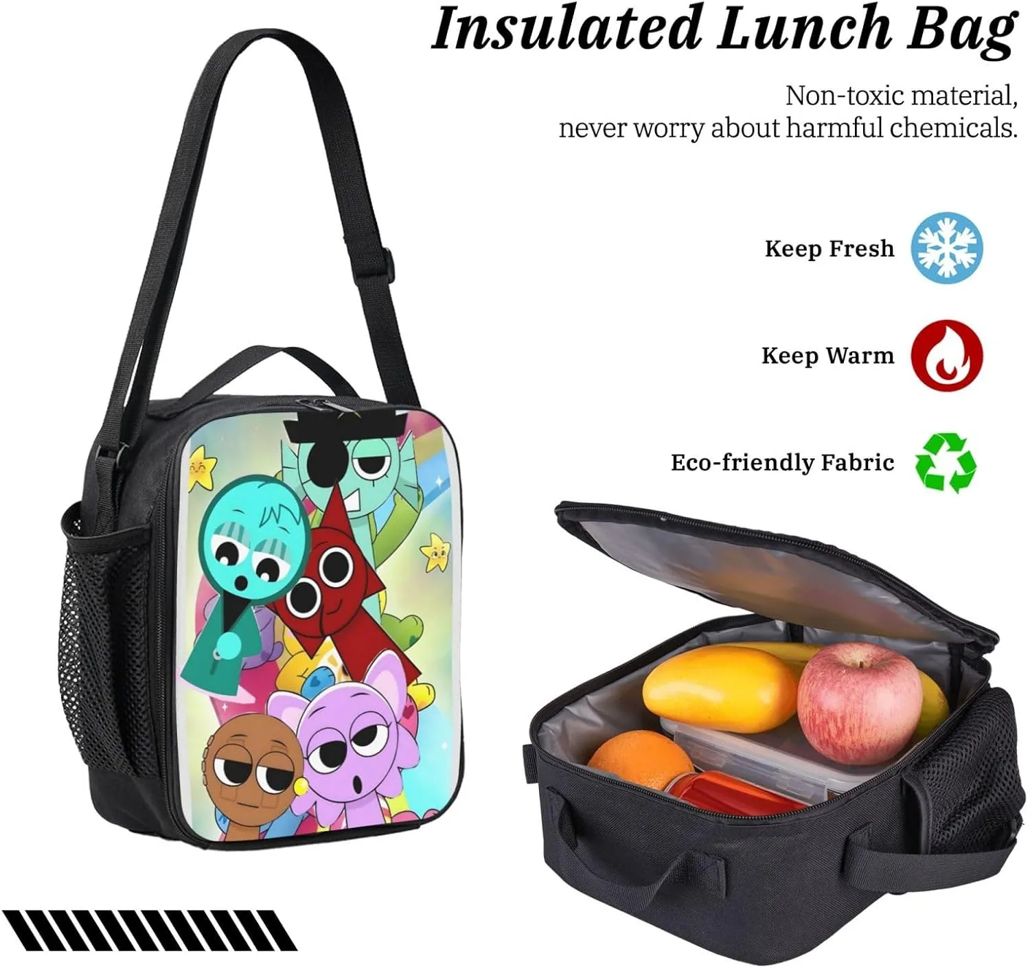 Sprunki Backpack Cartoon Print Fashion Lightweight Multi-Purpose Backpack, Unisex, 3set