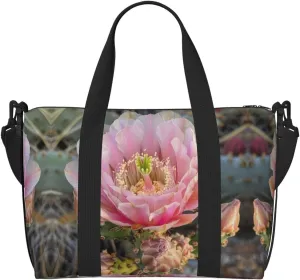 SSIMOO Cactus Floral Bloom Print Versatile Travel Duffel Bag,The Companion For Business And Personal Trips, Black