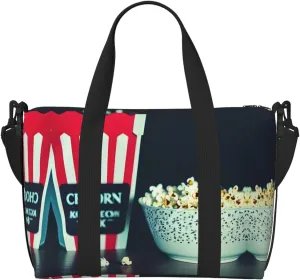 SSIMOO Movie Clapboard And Popcorn Print Versatile Travel Duffel Bag,The Companion For Business And Personal Trips, Black