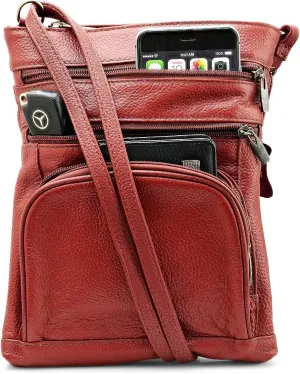 Steeltime Unisex Super Soft Leather Crossbody Bag Featuring The Serenity Prayer with 6 Compartments and Carrying Strap