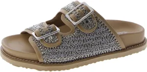 Steve Madden Womens Cabo Embellished Buckle Slide Sandals