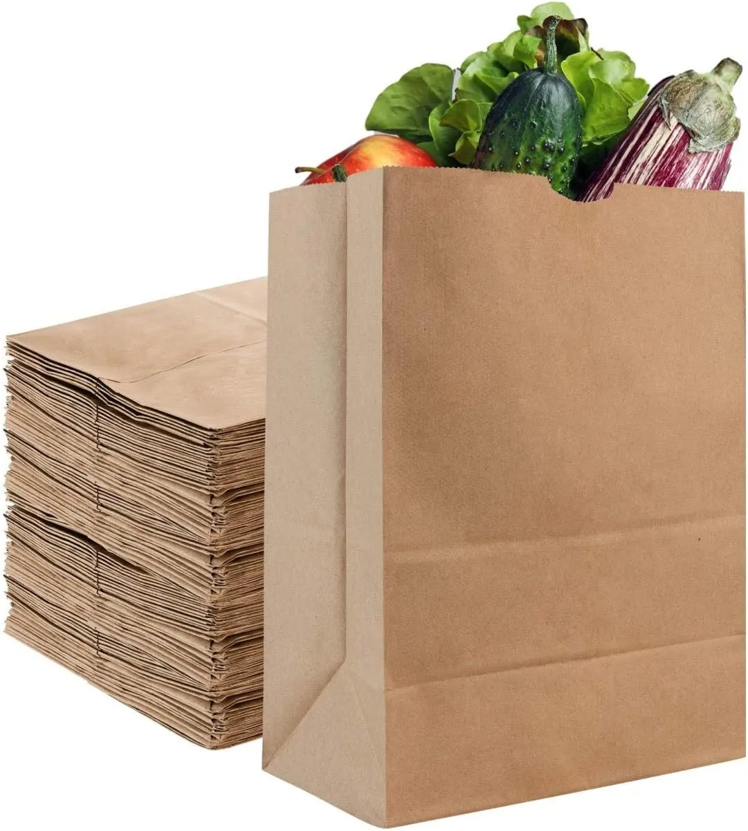 Stock Your Home 52 Lb Kraft Brown Paper Bags (50 Count) - Kraft Brown Paper Grocery Bags Bulk - Large Paper Bags for Grocery Shopping