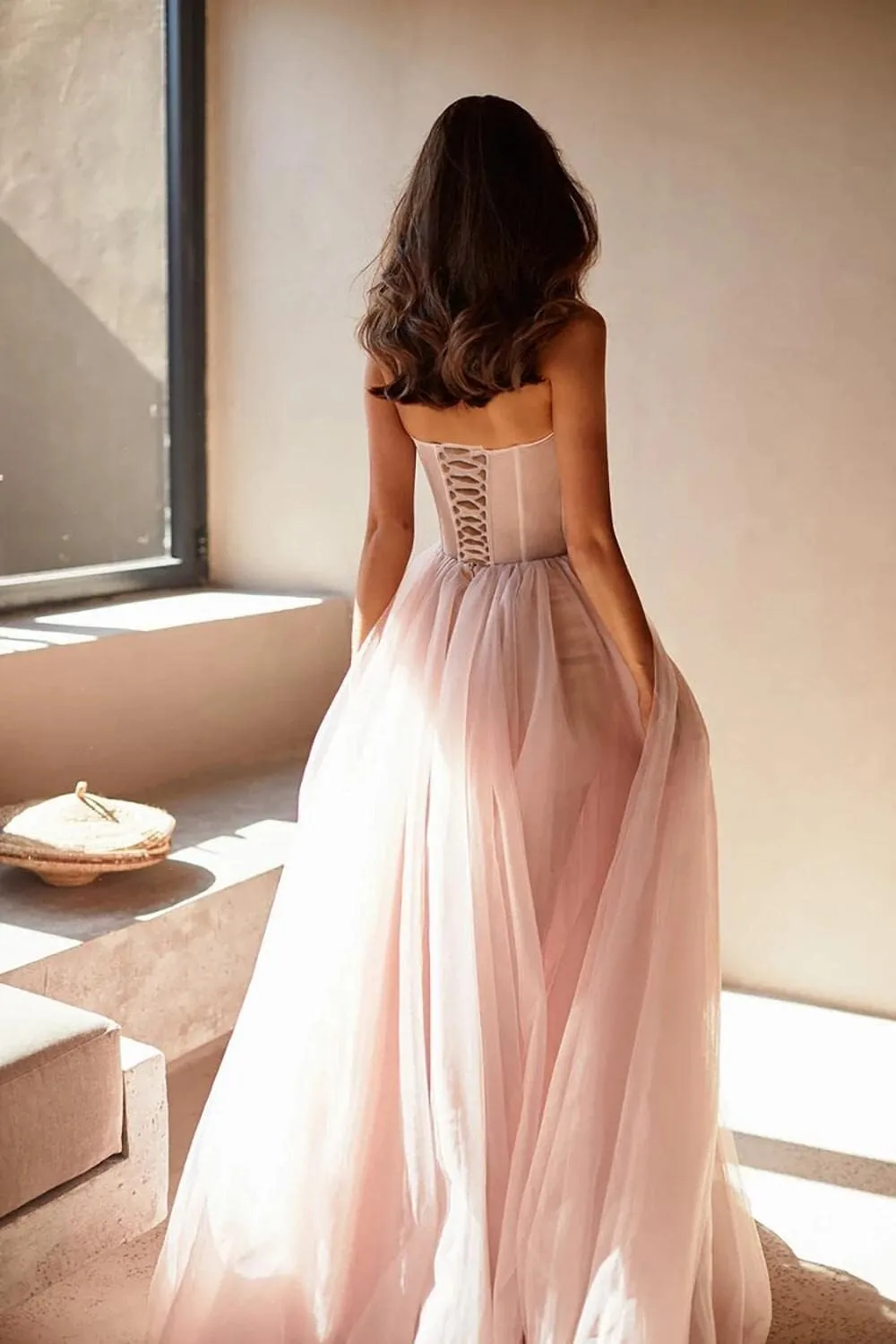 Strapless Tulle Prom Dress Sweetheart Ball Gowns for Women Formal Evening Party Dress