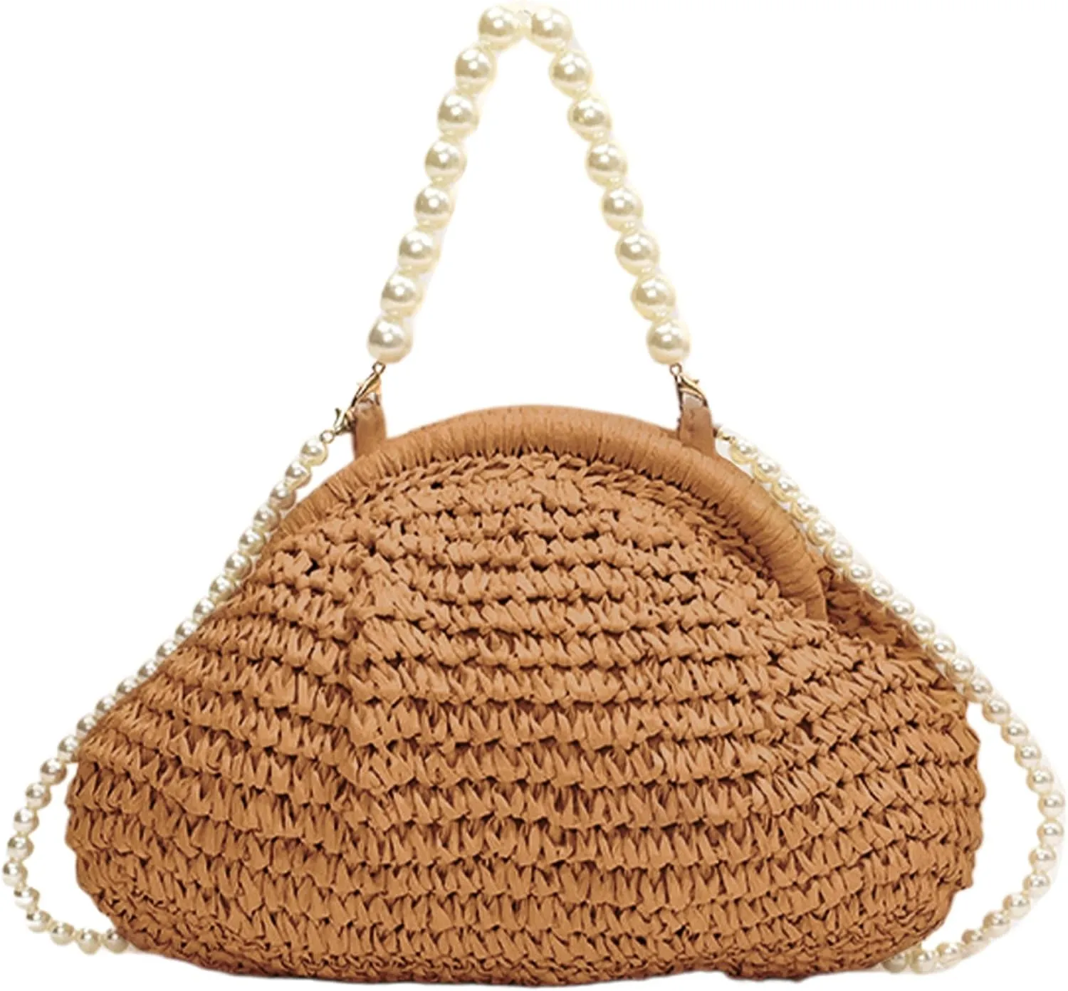 Straw Bag,Woven Purse,Straw Purse For Women Cloud Dumpling Pouch Straw Crossbody Shoulder Handbag