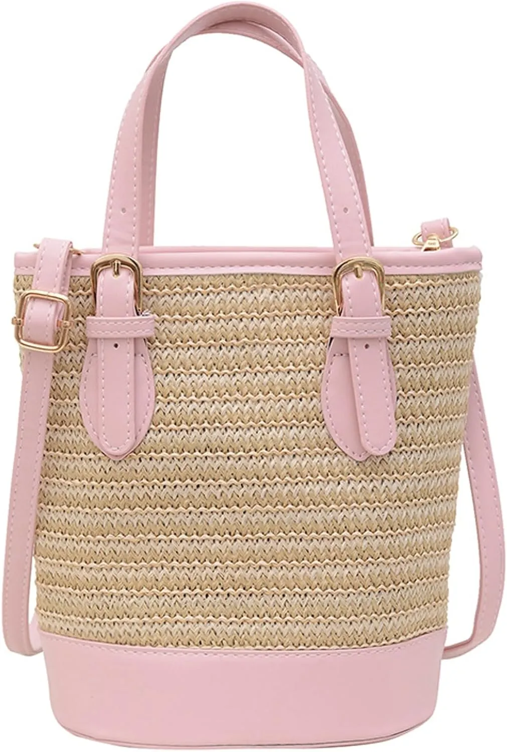 Straw Bucket Bag Women 2025 Summer Cross Body Handbag Woven Top Handle Crochet Purse Cute Shoulder Beach Travel Vacation