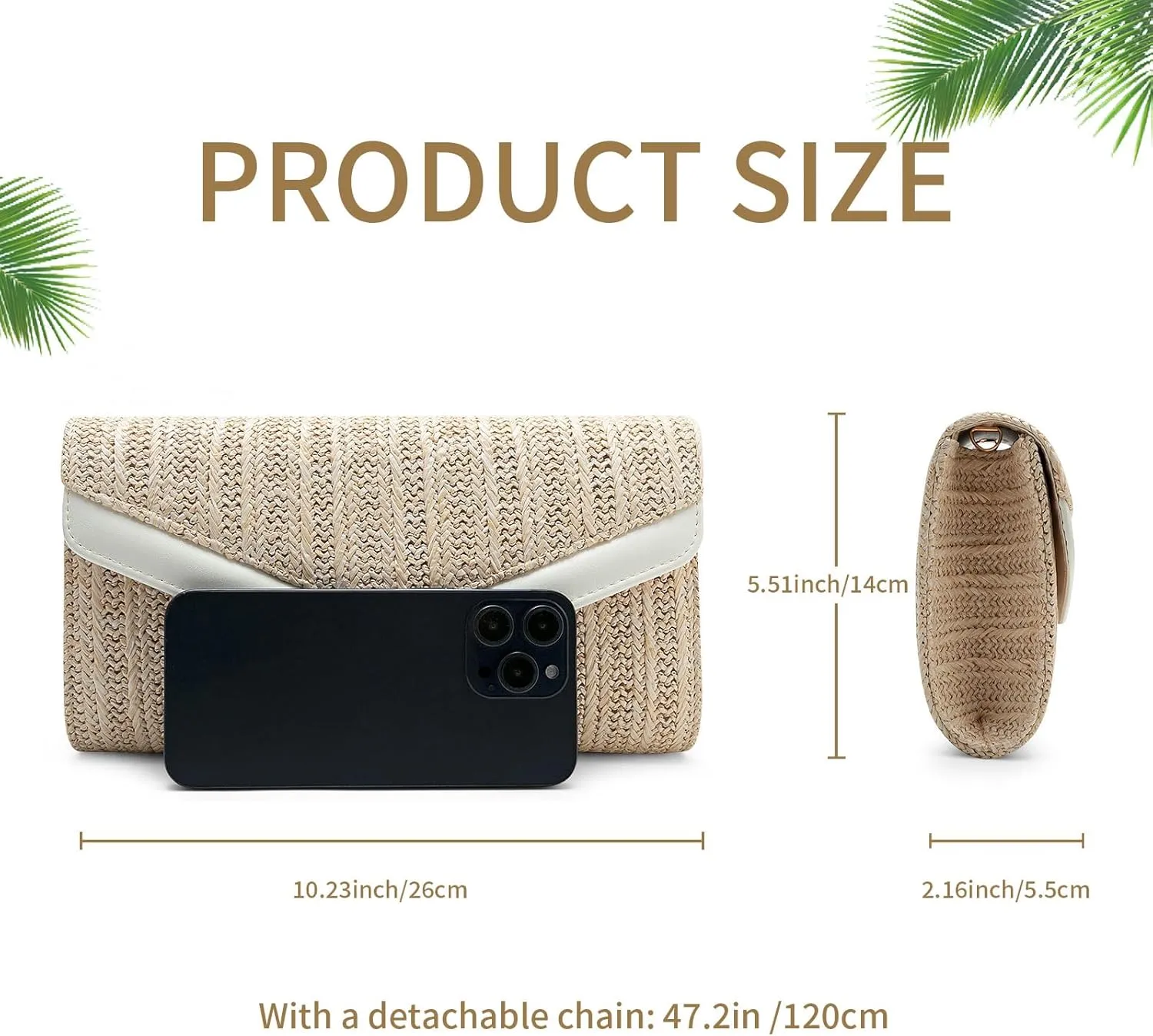 Straw Clutch Purse for Women Envelope Clutch Handbags for Summer Beach Evening Shoulder Crossbody Bag