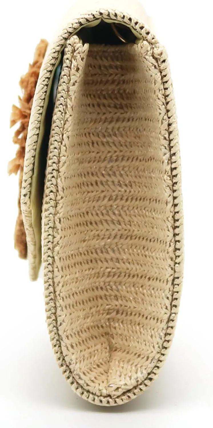 Straw Clutch Purse for Women Summer Clutch Purses Beach Envelope Bag Evening Handbag Shoulder Crossbody Purse