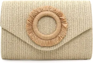 Straw Clutch Purse for Women Summer Clutch Purses Beach Envelope Bag Evening Handbag Shoulder Crossbody Purse