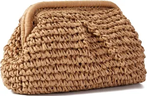 Straw Clutch Purse for Women Wedding Hand-Woved Evening Straw Handbag Party Wedding Summer Beach Bag