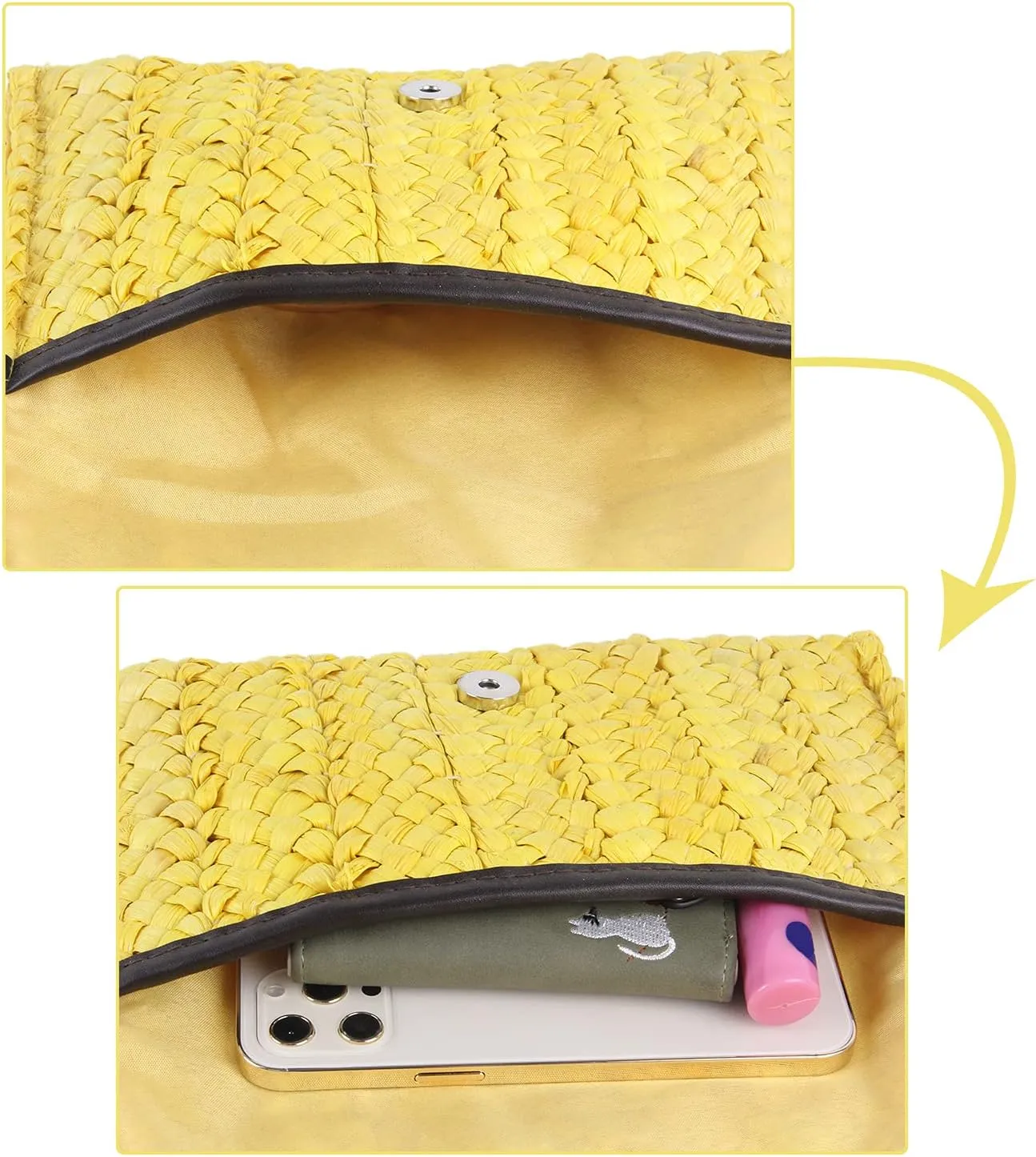 Straw Clutch Purses for Women Summer Beach Bags Envelope Woven Clutch Handbags