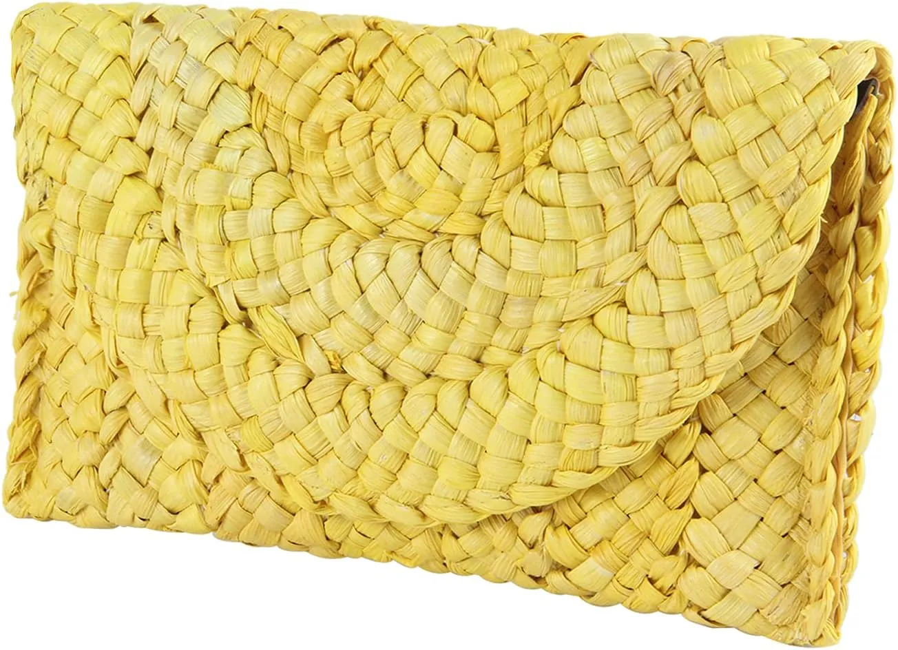 Straw Clutch Purses for Women Summer Beach Bags Envelope Woven Clutch Handbags