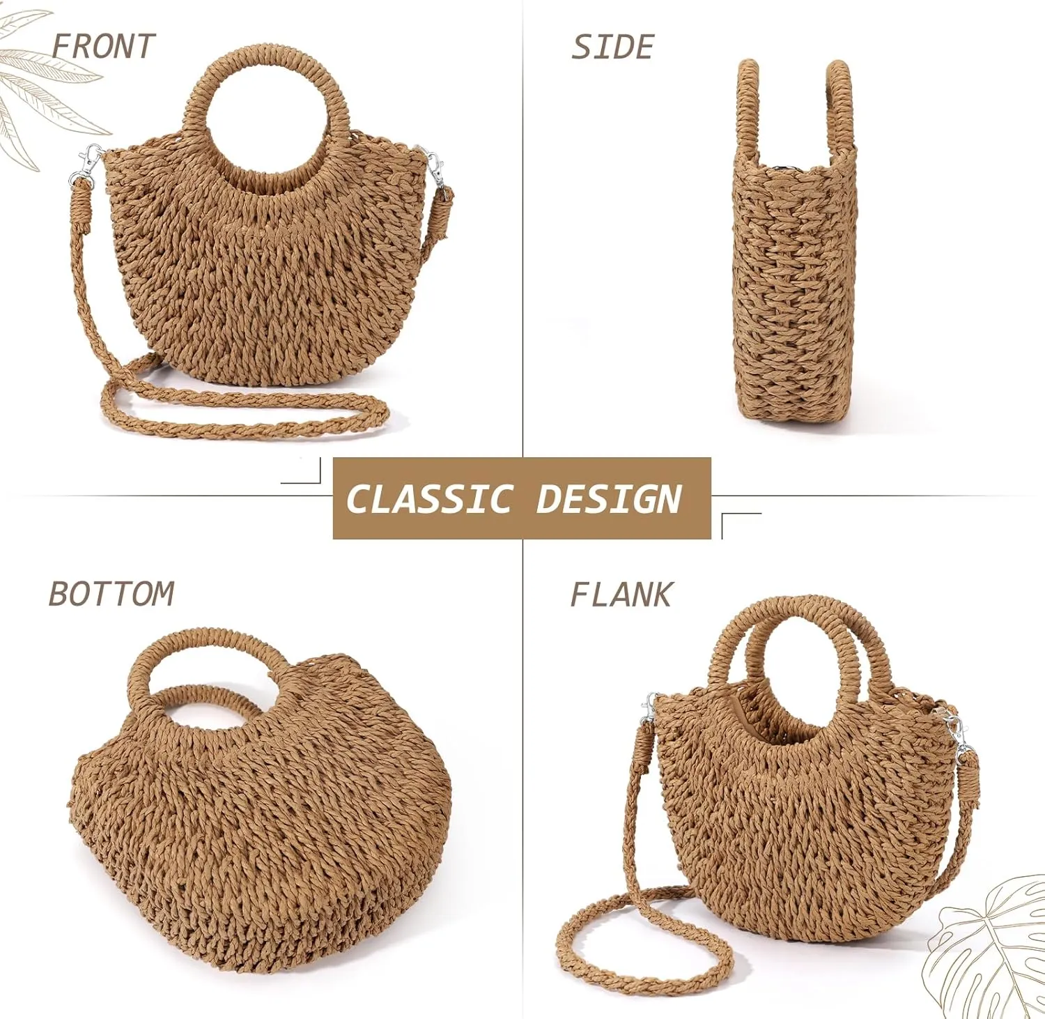 Straw Clutch Purses for Women Woven Straw Beach Sea Handbag Tote Bags for Summer
