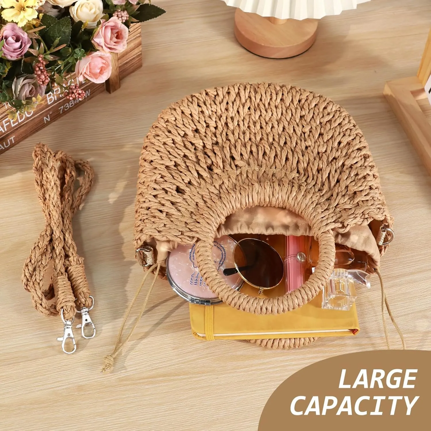 Straw Clutch Purses for Women Woven Straw Beach Sea Handbag Tote Bags for Summer