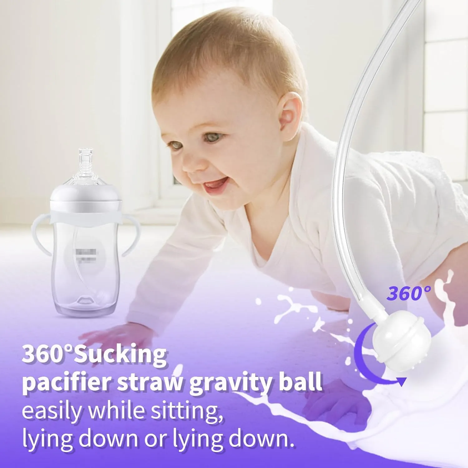 Straw Cup Soft Conversion Kit for Philips Avent Natural Baby Bottle, Toddler Transition Kit with Silicone Straw Top Nipple, Weighted Straw, Bottle Handle, Cleaning Brush, Spill-Proof, BPA-Free, 3-Pack