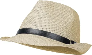 Straw Fedora Hat for Men Women Short Brim Panama Trilby Hat Sun Summer Beach Hat with Belt Buckle