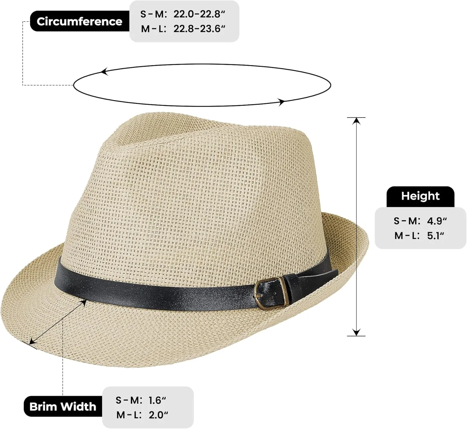 Straw Fedora Hat for Men Women Short Brim Panama Trilby Hat Sun Summer Beach Hat with Belt Buckle