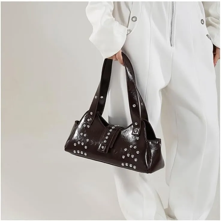 Streetwear 90s Studded Purse Fall Vintage 2000s Suede Purses Cute Y2k Shoulder Bag