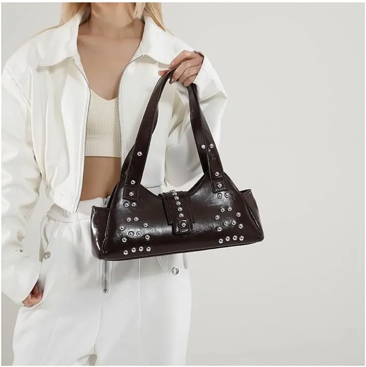 Streetwear 90s Studded Purse Fall Vintage 2000s Suede Purses Cute Y2k Shoulder Bag