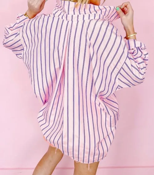 Stripe Button Up Pocket Casual Shirt