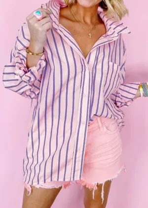 Stripe Button Up Pocket Casual Shirt