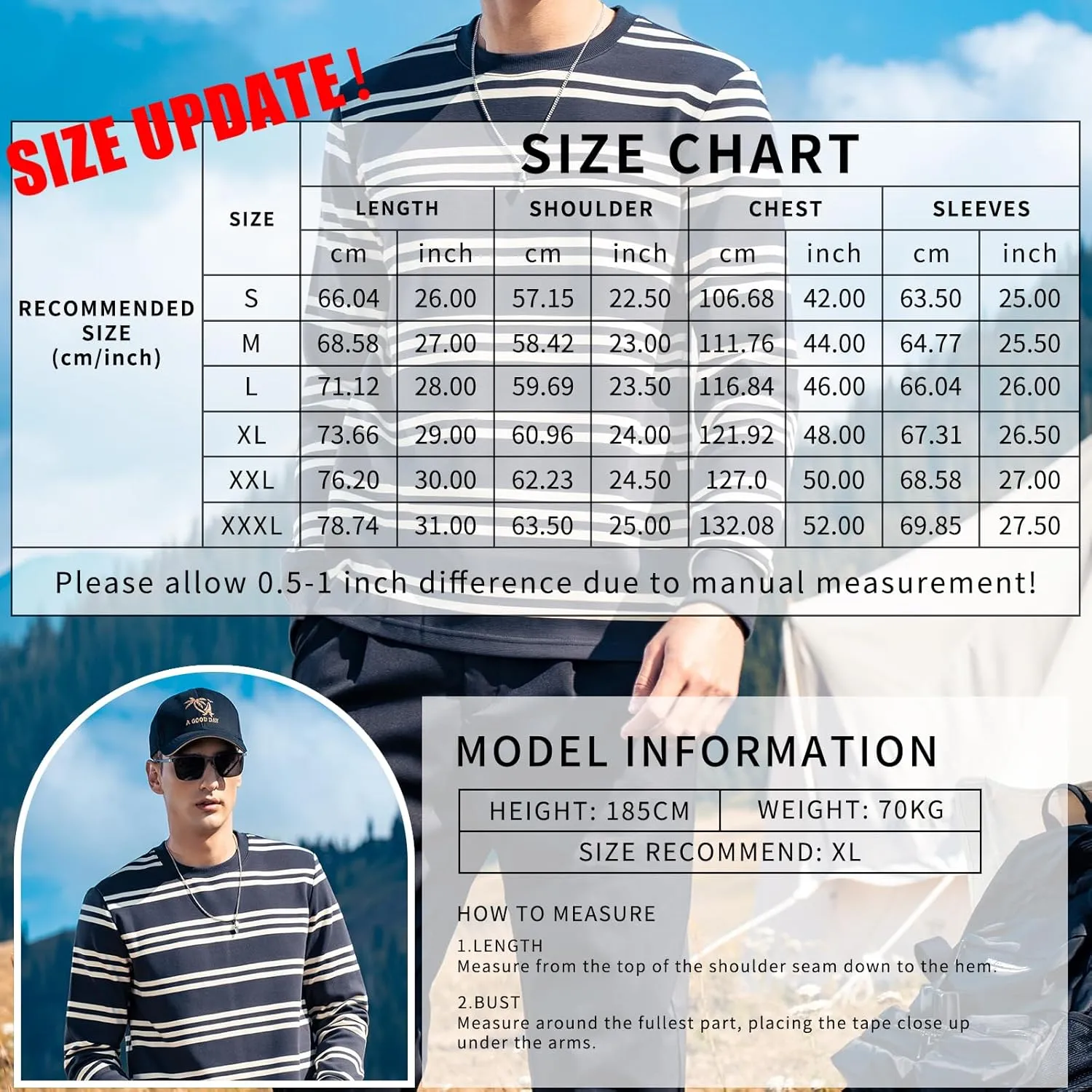 Striped Long Sleeved T-Shirt for Men Spring Casual T-Shirt for Men Retro Autumn Pullover Stripe tee Shirt