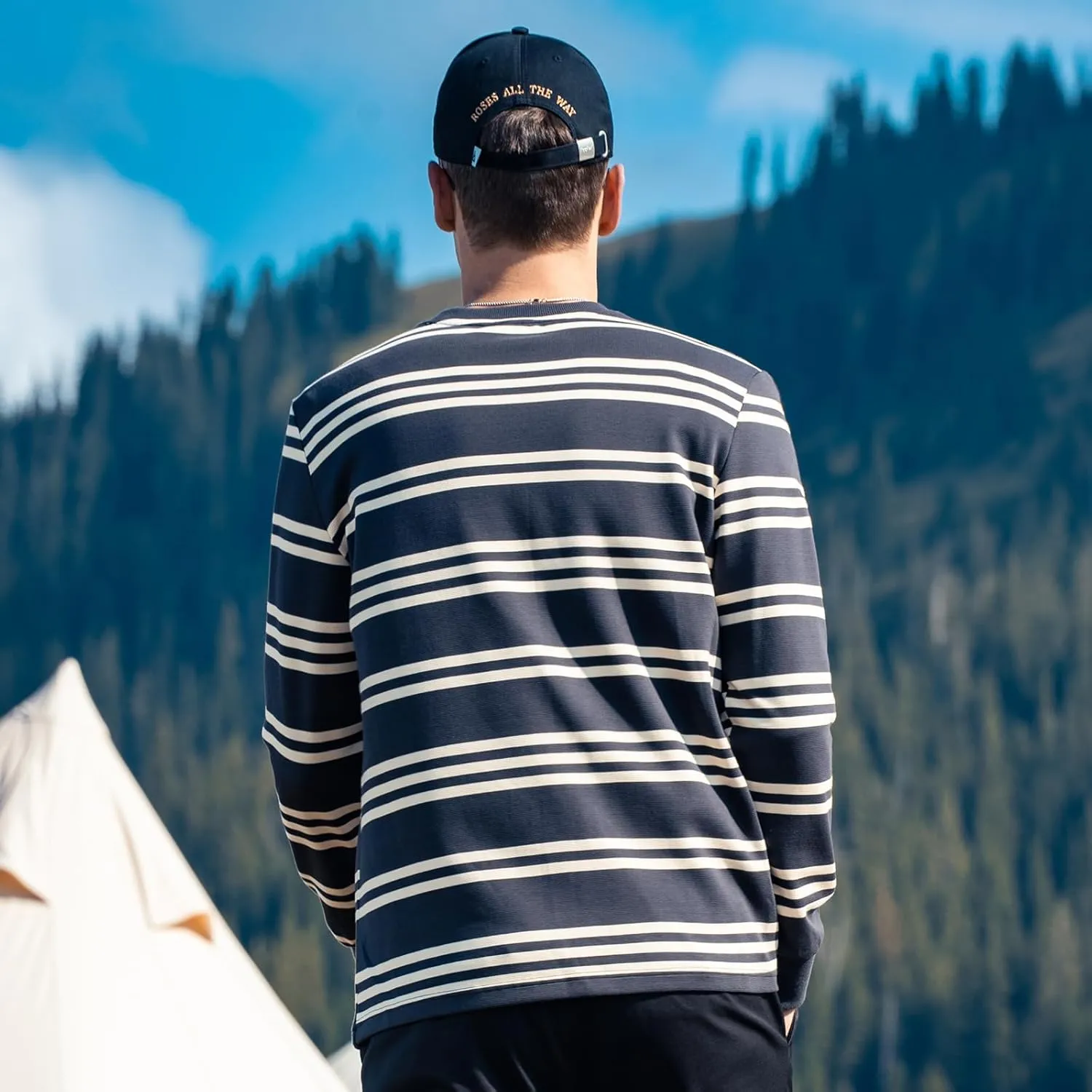 Striped Long Sleeved T-Shirt for Men Spring Casual T-Shirt for Men Retro Autumn Pullover Stripe tee Shirt