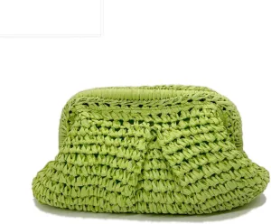 Striped Stitching Woven Bag Clutch Bag Women's Clip Bag Straw One Shoulder Crossbody Bag