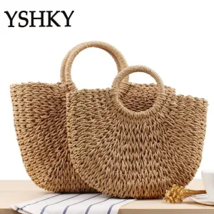 Stylish Women's Handwoven Straw Crossbody Bag