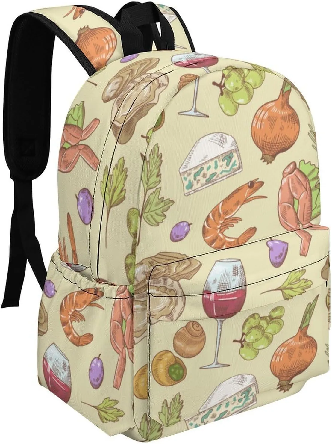 Summer Cuisine Seafood Casual Travel Backpack Lightweight with Multi Compartment Laptop Bagpack for Women Men Hiking Business Work