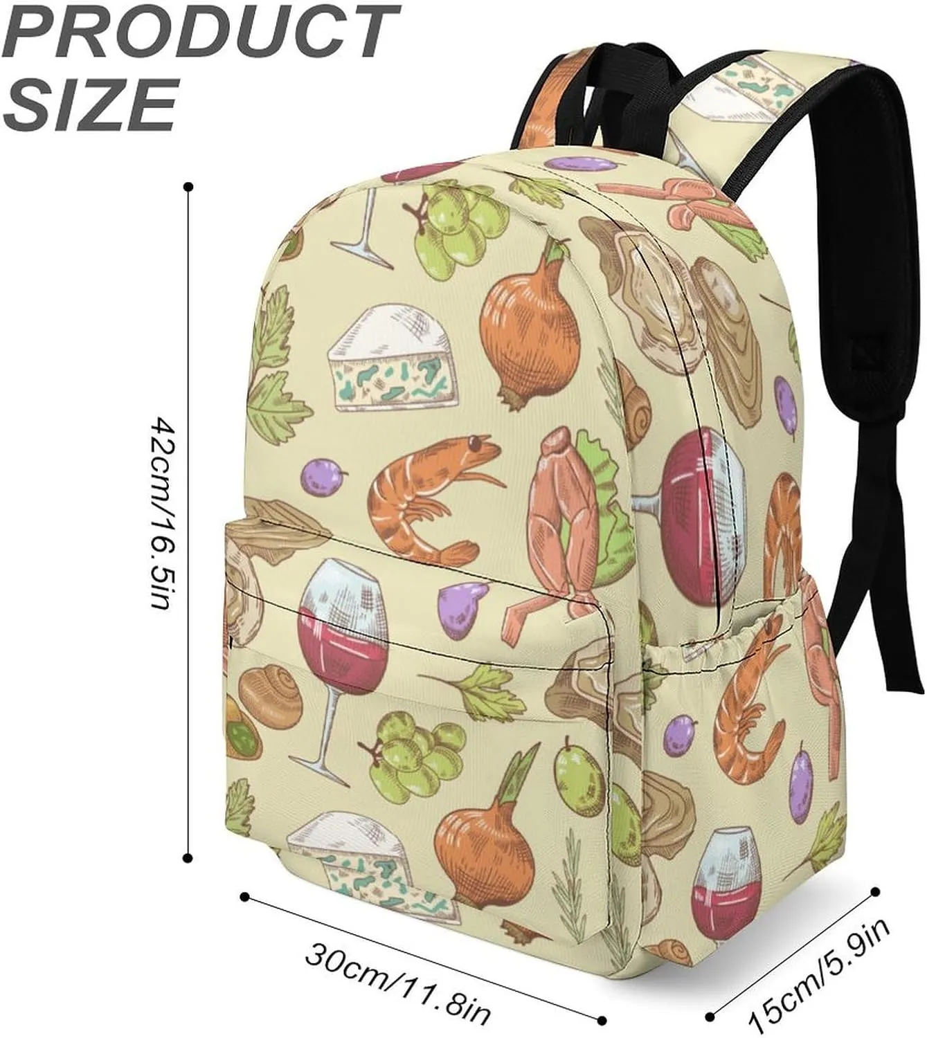 Summer Cuisine Seafood Casual Travel Backpack Lightweight with Multi Compartment Laptop Bagpack for Women Men Hiking Business Work