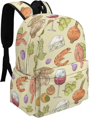 Summer Cuisine Seafood Casual Travel Backpack Lightweight with Multi Compartment Laptop Bagpack for Women Men Hiking Business Work