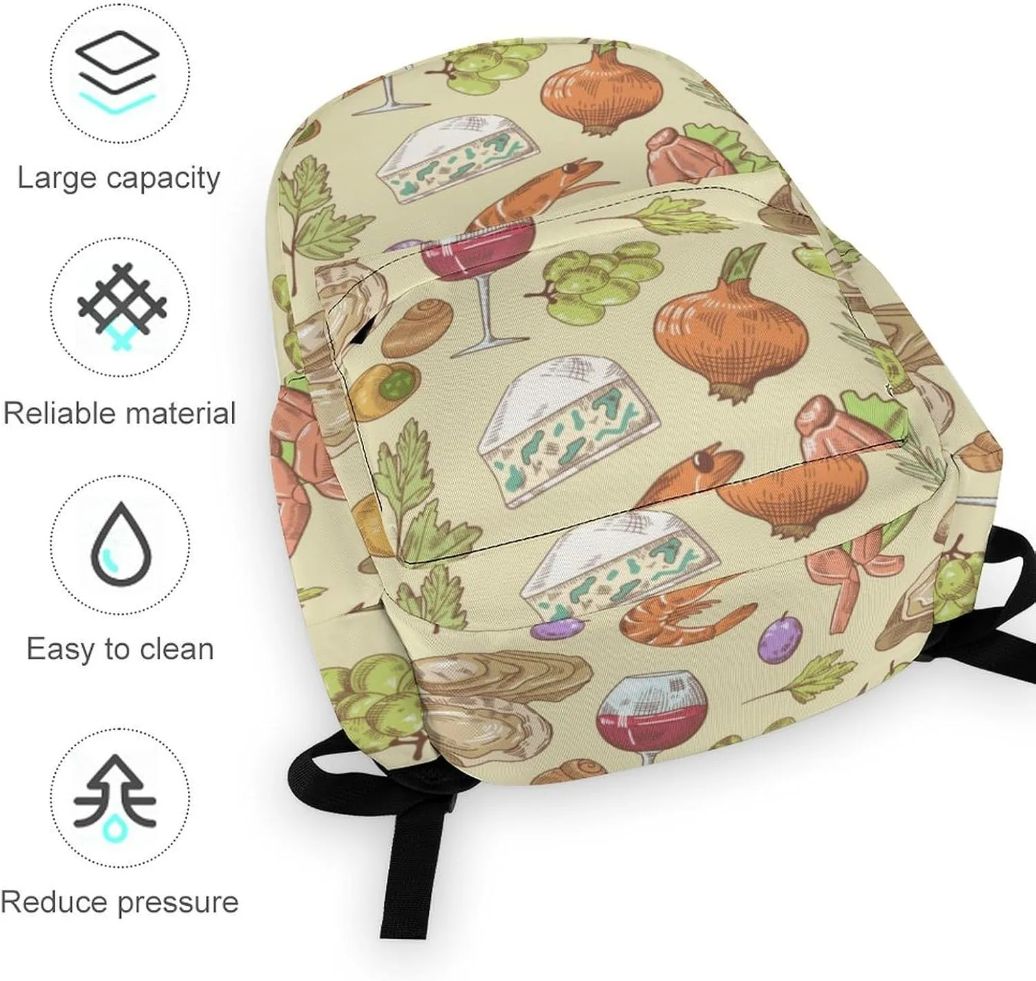 Summer Cuisine Seafood Casual Travel Backpack Lightweight with Multi Compartment Laptop Bagpack for Women Men Hiking Business Work
