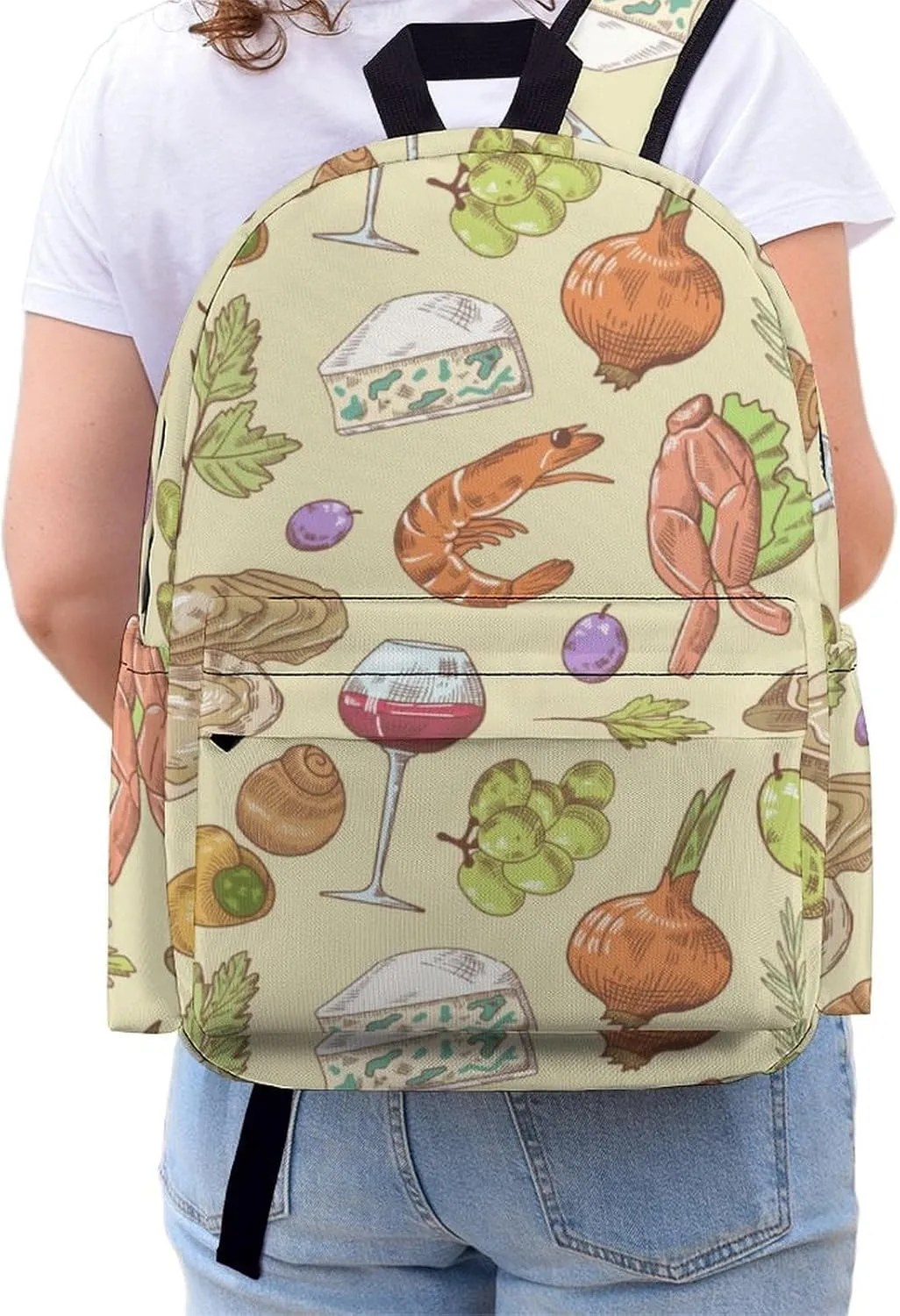 Summer Cuisine Seafood Casual Travel Backpack Lightweight with Multi Compartment Laptop Bagpack for Women Men Hiking Business Work