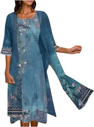Summer Dresses for Women 2025 Wedding Guest Dresses for Women Chiffon 2 Piece Dress Sets Mother of The Bride Dresses