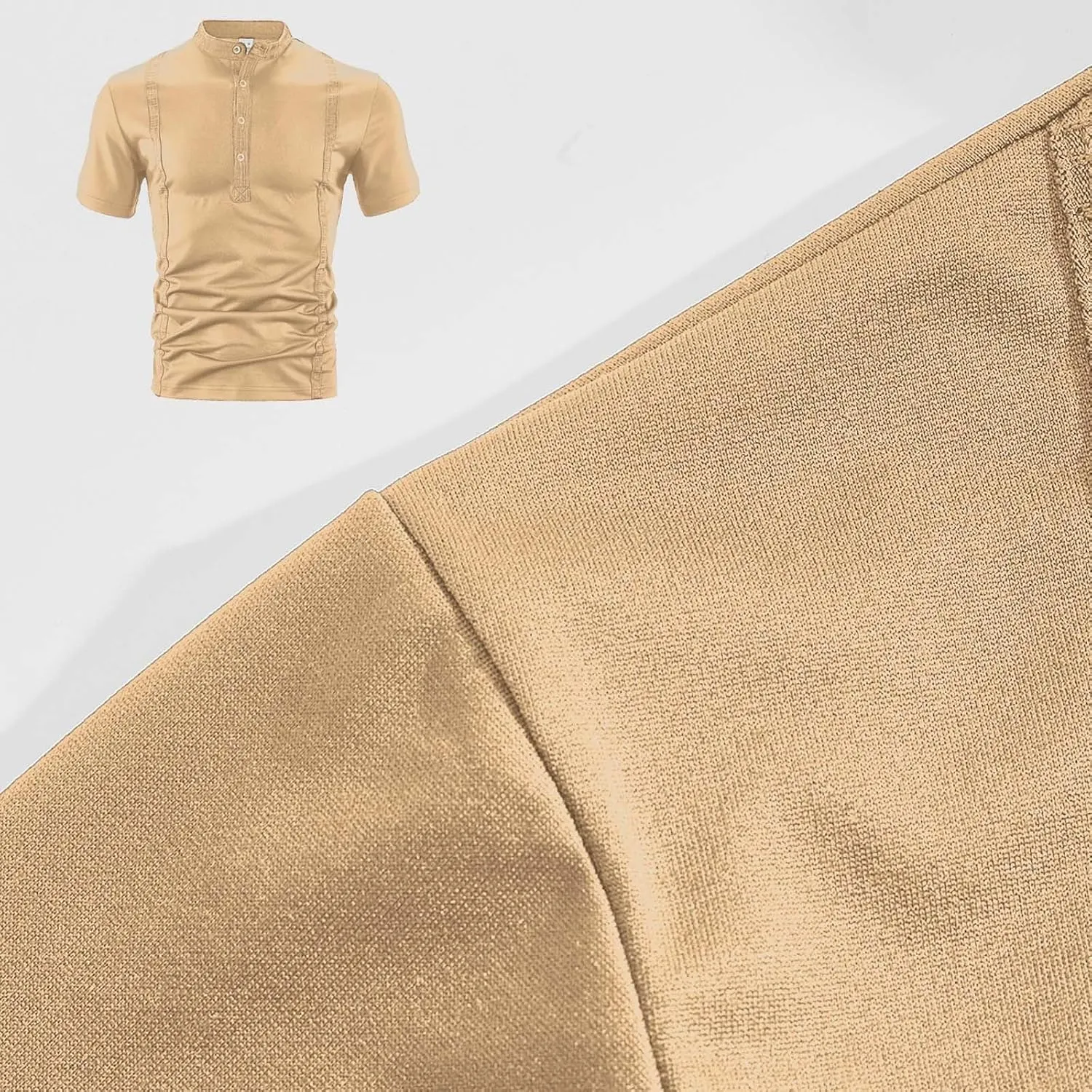 Summer Shirts for Men Shor Sleeve Stripe Button Crew Neck Breathable Loose Elasticity Comfy Fashion Trendy T-Shirts