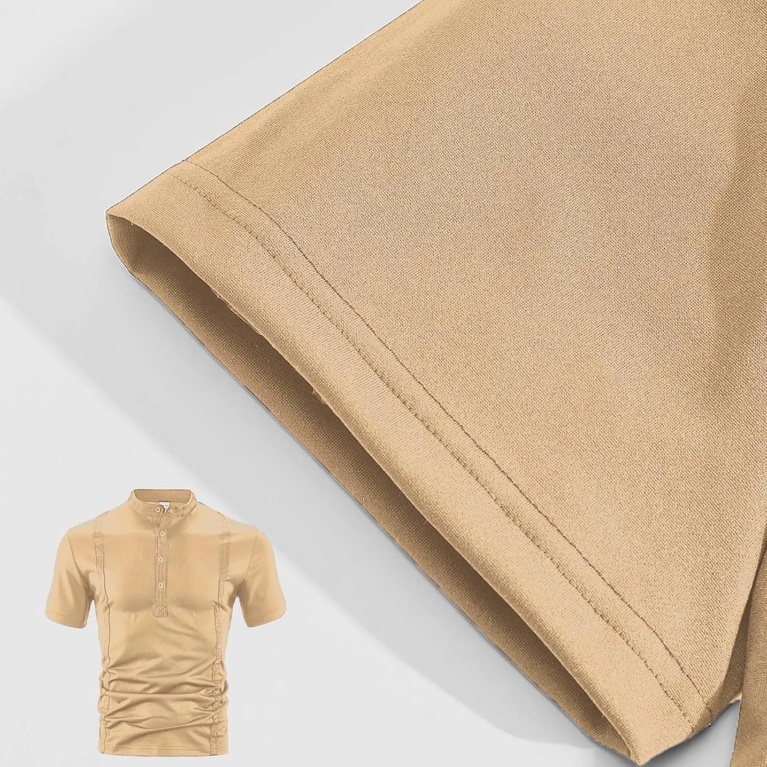 Summer Shirts for Men Shor Sleeve Stripe Button Crew Neck Breathable Loose Elasticity Comfy Fashion Trendy T-Shirts