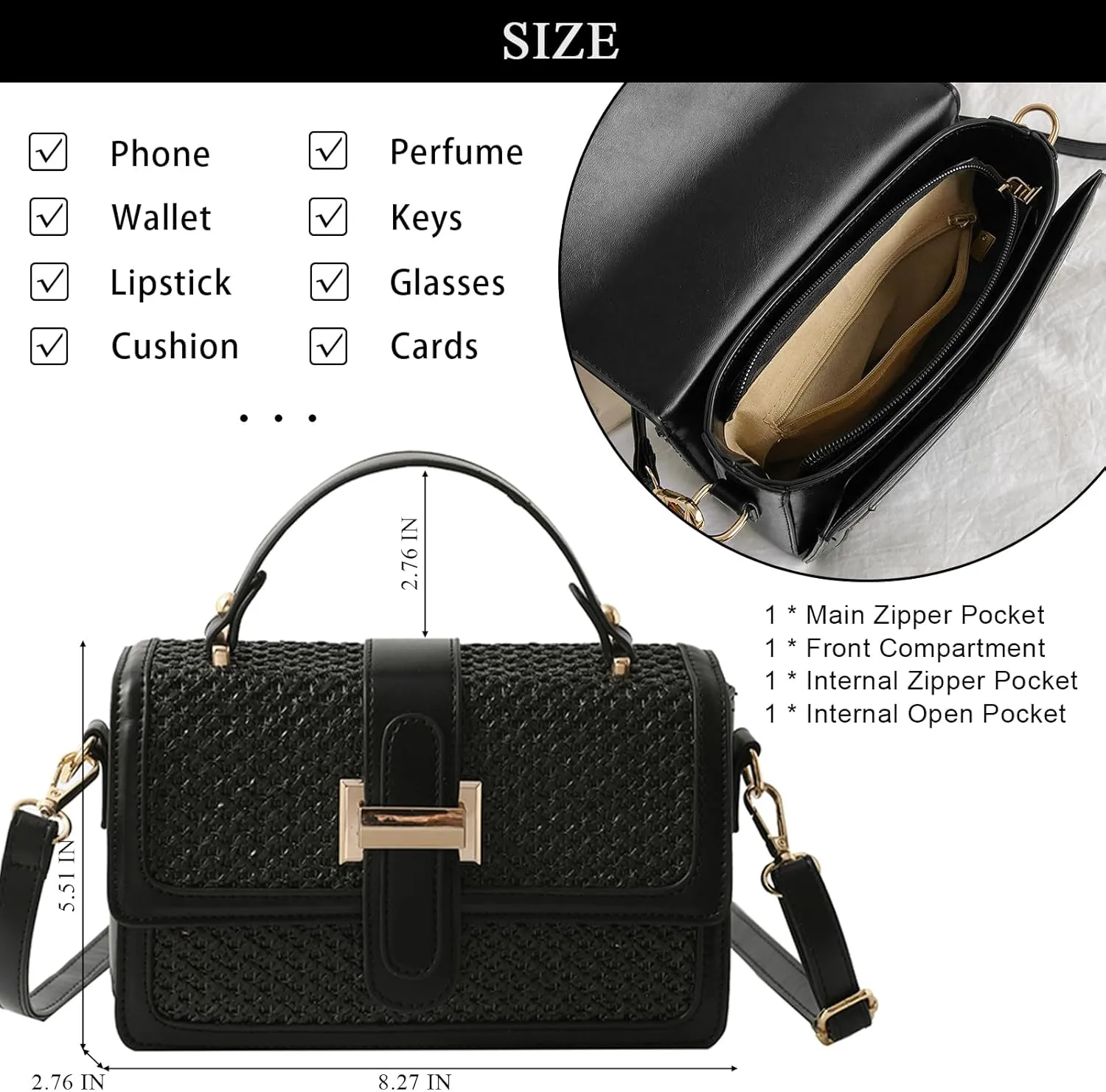 Summer Straw Crossbody Bags for Women Trendy Woven Beach Bag Straw Clutch Purse Vacation Handbags