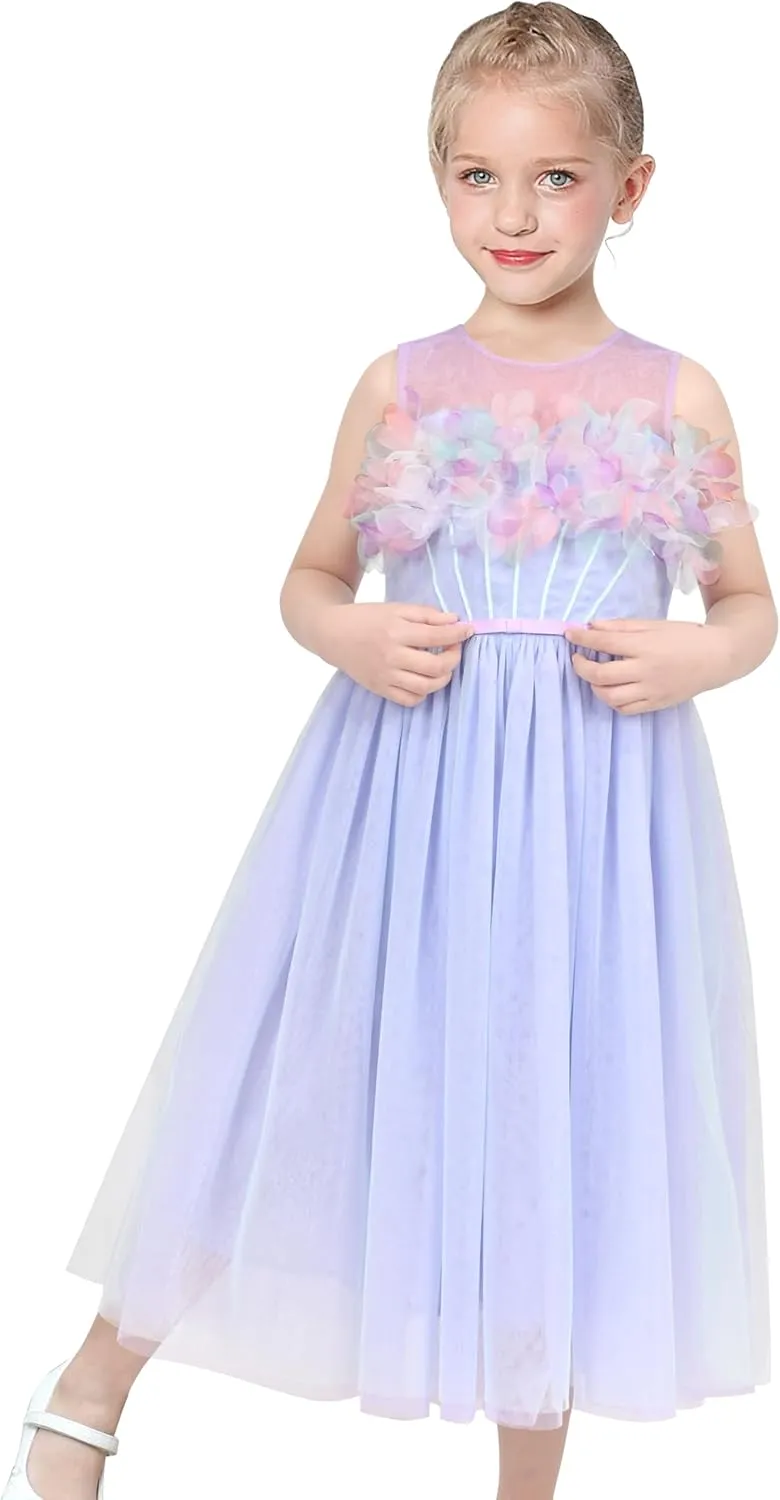 Sunny Fashion Flower Girl Dress Ivory Sequin Bridesmaid Wedding Party Size 6-12