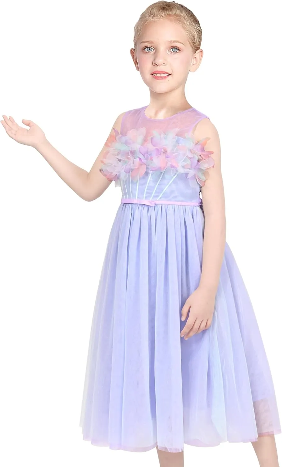 Sunny Fashion Flower Girl Dress Ivory Sequin Bridesmaid Wedding Party Size 6-12